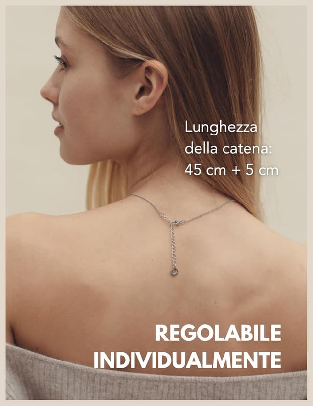 Detalle de GD GOOD.designs Collana Soleil regolabile in acciaio 316L placcato oro 18K, con pendente a forma di sole