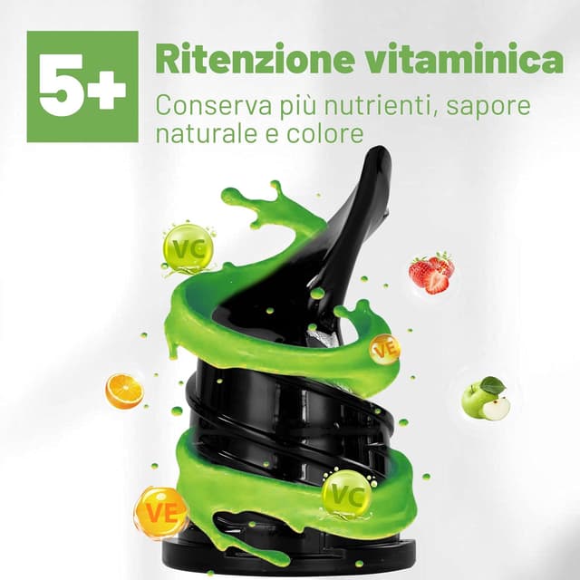 Detalle de Fretta Estrattore Frutta e Verdura Slow Juicer con apertura da 135 mm, 250 W e senza BPA