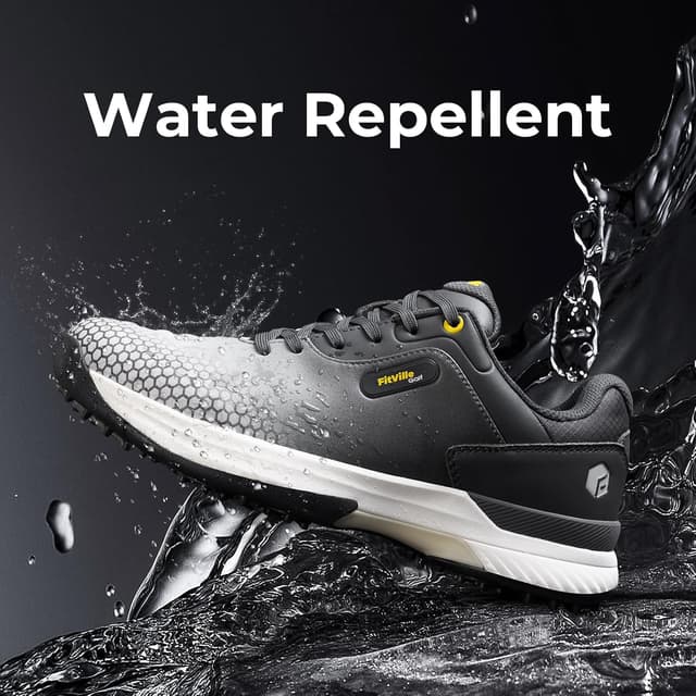 Thumbnail 6 de FitVille Mens Golf Shoes Extra Wide Fit Casual Trainers – Water Resistant Non Slip Spiked Outdoor Sneakers