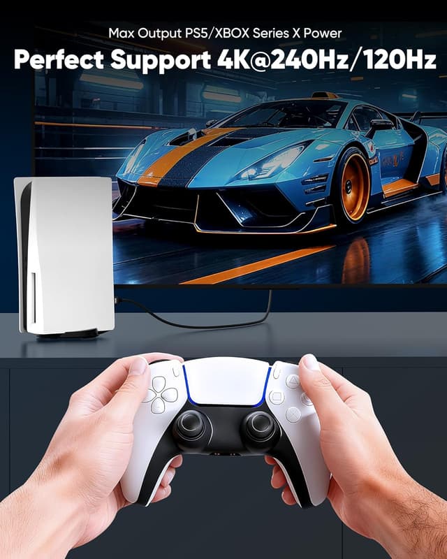 Detalle de Capshi 96Gbps HDMI 2.2 Cable (6.6 ft) — 16K@60Hz, 8K@120Hz, 4K@240Hz with HDR, eARC & HDCP 2.2/2.3