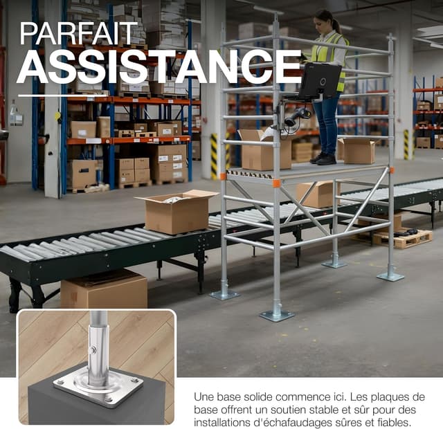 Detalle de Plaque de base d’échafaudage GeZu Impex 135×110×120 mm galvanisée (lot de 16) – compatible style Baker