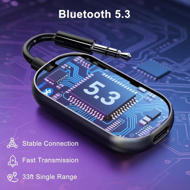 Detalle 2 de OQIMAX Bluetooth 5.3 2-in-1 Transmitter Receiver AUX audio adapter for TV, PC & headphones
