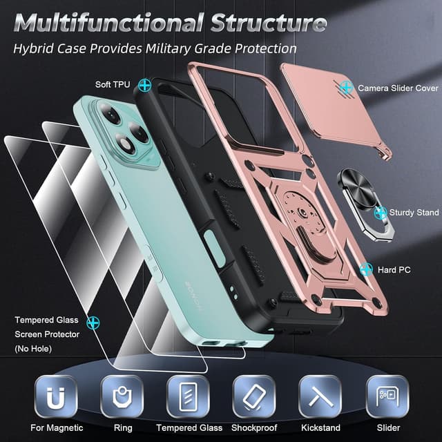 Detalle de LeYi Honor 400 Lite rugged case with camera cover