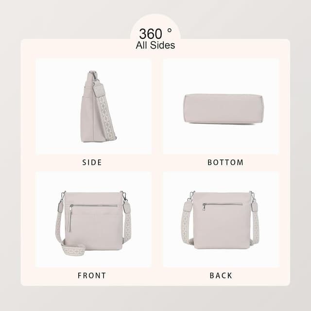 Detalle de Gladdon Damen-Handtasche Umhängetasche Crossbody mit breitem Jacquard-Gurt (mittelgroß, Multi-Pochette)