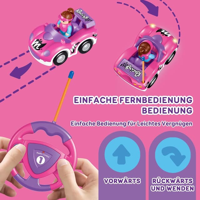 Detalle de Pup Go Kleinkind RC Cartoon Rennwagen – erstes ferngesteuertes Auto ab 18 Monaten mit Musik, Licht und 2 Figuren