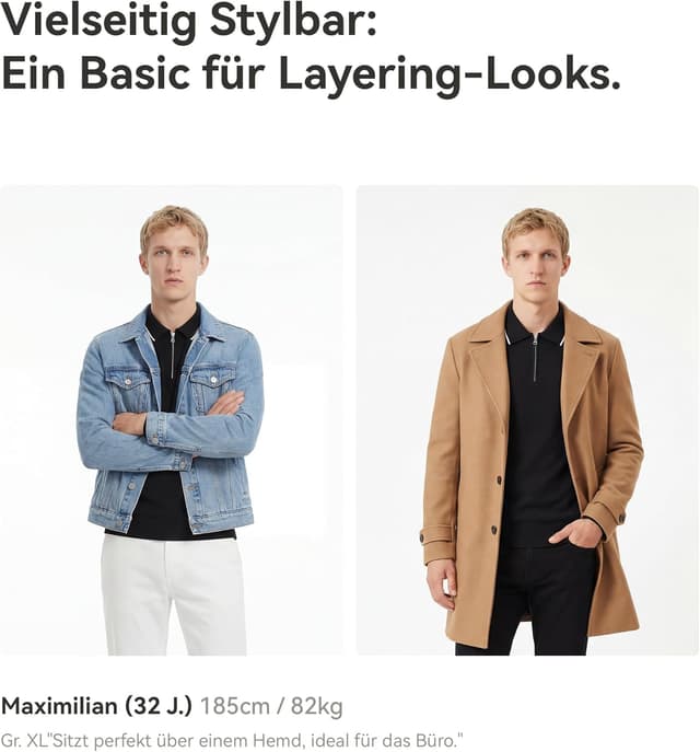 Detalle 2 de GLESTORE Herren Poloshirt: knitterarmes Kurzarmhemd mit Reißverschluss