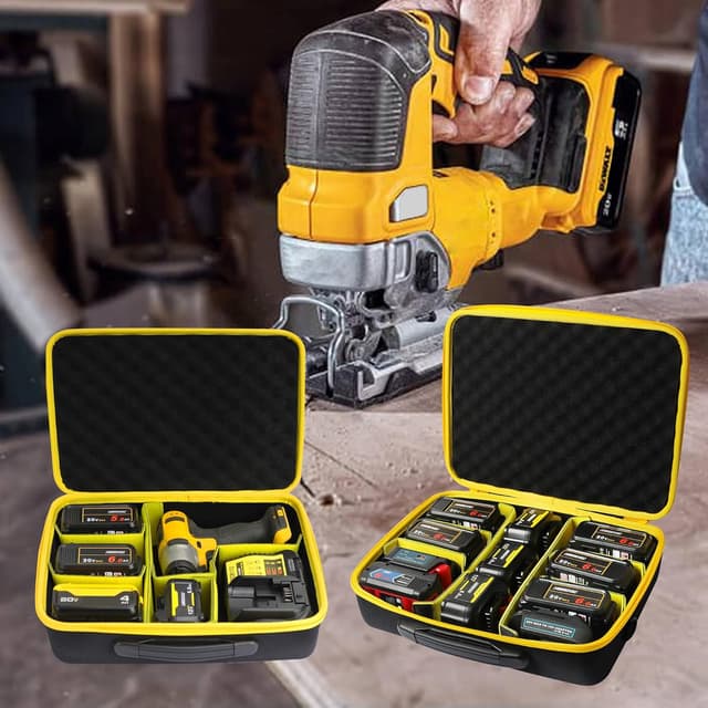 Detalle 2 de Custodia rigida Powarobor per batterie DeWalt 18V (EVA) con divisori rimovibili