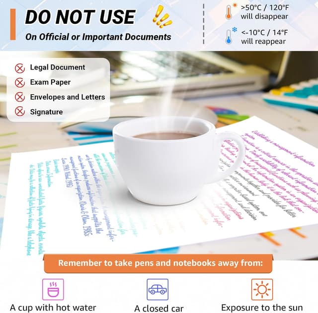 Detalle de KERIFI Rub Out Pens (0.5mm) erasable gel pens with end rubbers – heat-friction handwriting for notes, school & office (8 assorted colours)