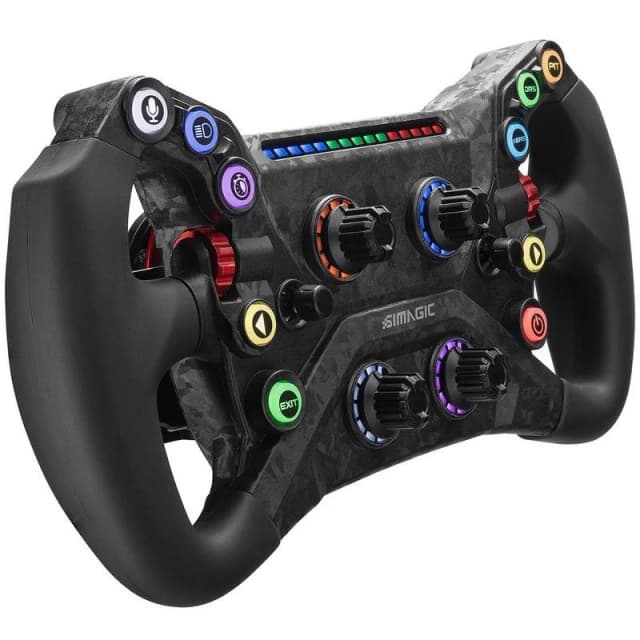 Detalle de Volante Simagic GT Neo 300 mm de fibra de carbono RGB (10 botones) para simracing en PC