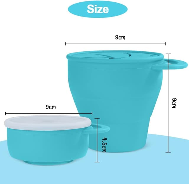 Detalle 2 de Vicloon Tazza per Spuntino 350 ml in silicone senza BPA, contenitore porta snack con maniglia e copertura anti-rovesciamento