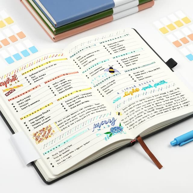 Detalle de OFFCUP Carnet A5 ligné avec couverture rigide en cuir végétalien et élastique (192 pages)