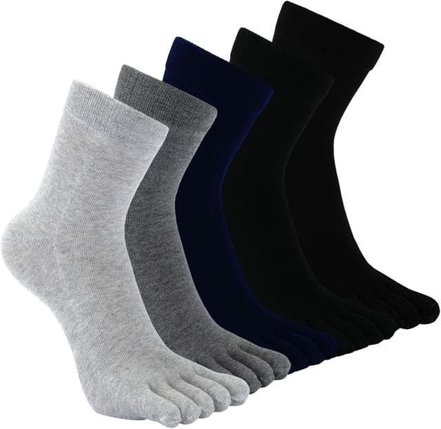 Detalle de Calzini uomo con dita separate (5 dita) in cotone, confezione 3/4/5 paia, taglie 39-44 o 45-48