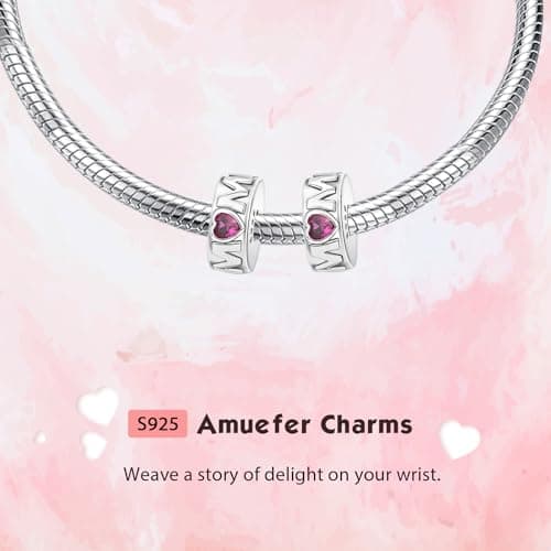 Detalle 2 de Amuefer 2 piezas mom clips charms en plata de ley 925 con circonita cúbica