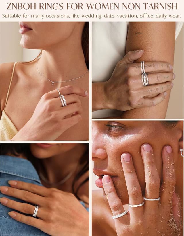 Detalle 1 de ZNBOH set anelli 5 pezzi zirconia