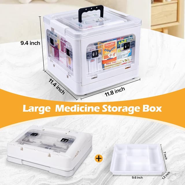 Detalle 2 de Gifhomfix 18QT Medicine Storage Box — Large Organizer