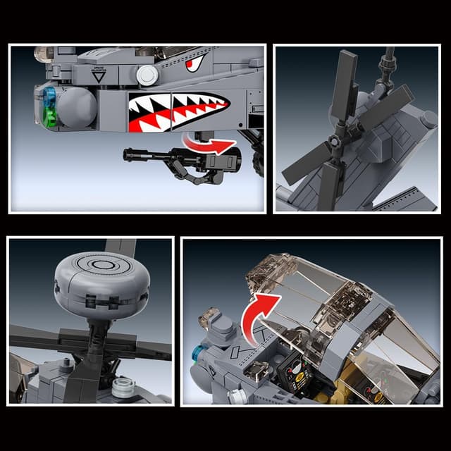 Detalle 2 de MISINI M8023 AH-64 Apache Langbogen Blockset im Maßstab 1:35 (1.383 Teile)