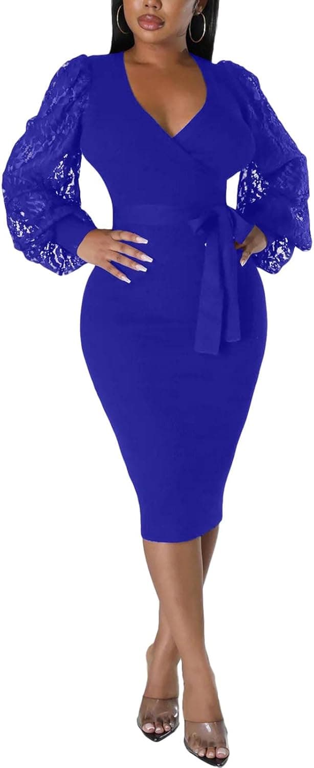 Detalle de BOGURST Semi Formal Bishop Sleeve Midi Dress