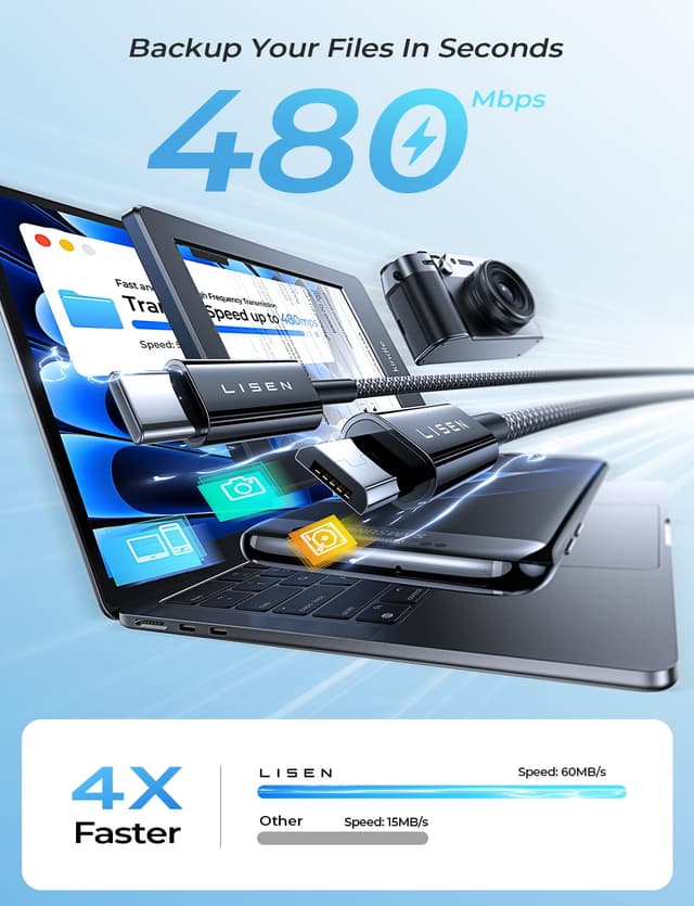 Thumbnail 1 de LISEN USB C to Micro USB Cable 2-Pack 1FT