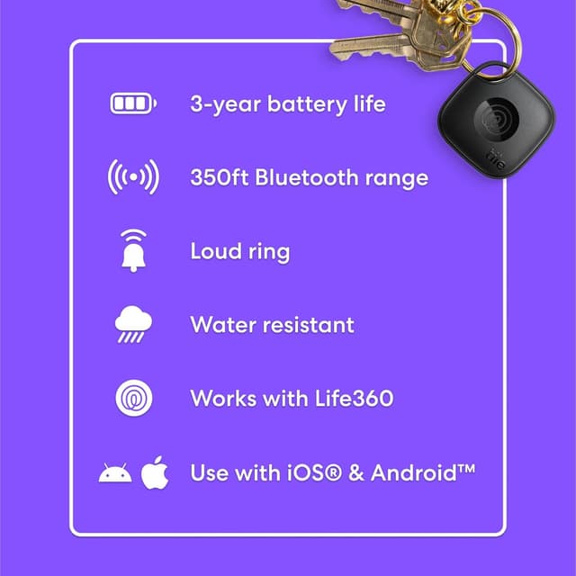 Thumbnail 1 de Tile by Life360 Mate Bluetooth Tracker for Keys & Items đź—‚