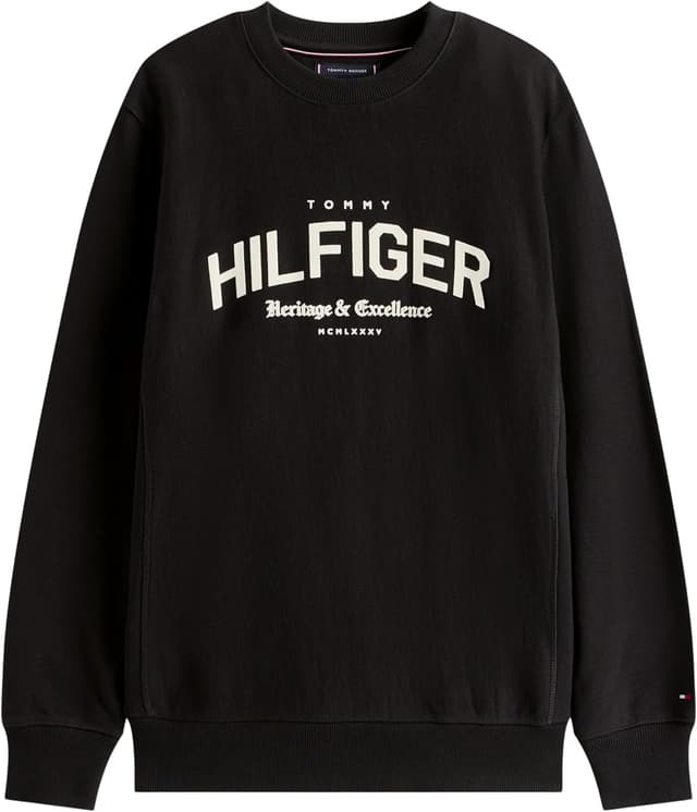 Detalle de Tommy Hilfiger Men’s Regular Fit Arch Crew Neck Sweatshirt