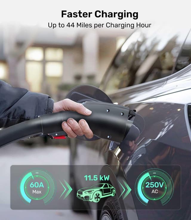 Detalle de Zanch Tesla to J1772 Adapter (NACS to J1772) for Level 2 Charging, 60A/250V AC, Black