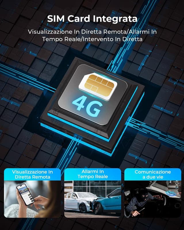 Detalle 2 de NUASI Dash Cam 4G LTE con doppia telecamera anteriore/posteriore 2K + 1080P, GPS, OBD e modalità parcheggio 24/7