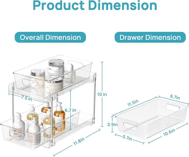 Detalle 2 de Vtopmart 2-Tier Clear Under-Sink Organizer 2️⃣