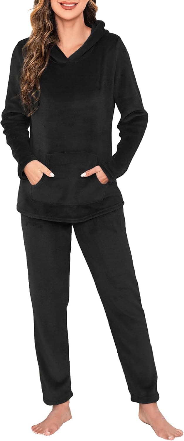 Detalle 2 de Lovasy Women’s Fluffy Fleece Hooded Pyjama Set with Pockets (Winter Warm)