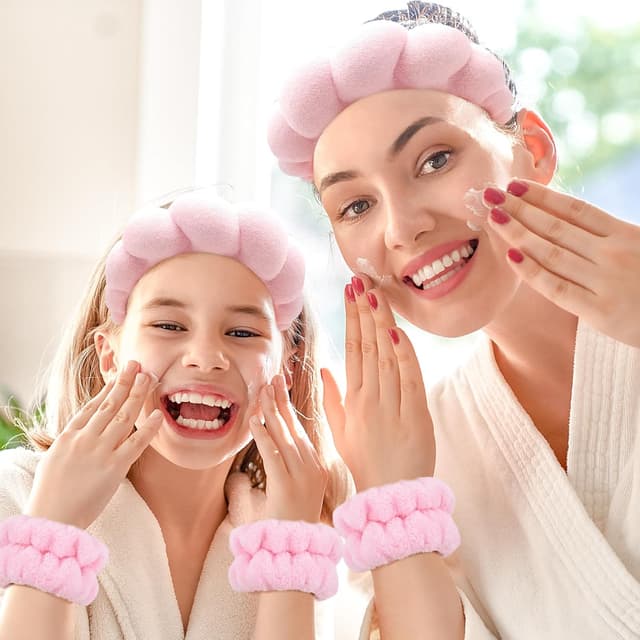 Thumbnail 6 de Zkptops Spa Headband & Wristband Set (Pink) for Face Washing, Skincare & Makeup