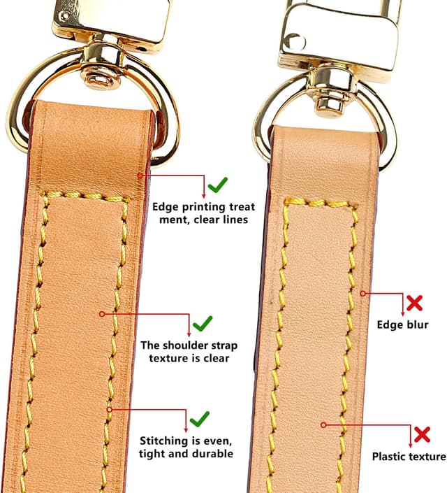 Detalle de Ersatz-Taschenriemen aus Vachetta-Leder von jiesinlov (Multi Pochette Zubehör) – 1,1 cm doppelte Schnalle, 60 cm Länge