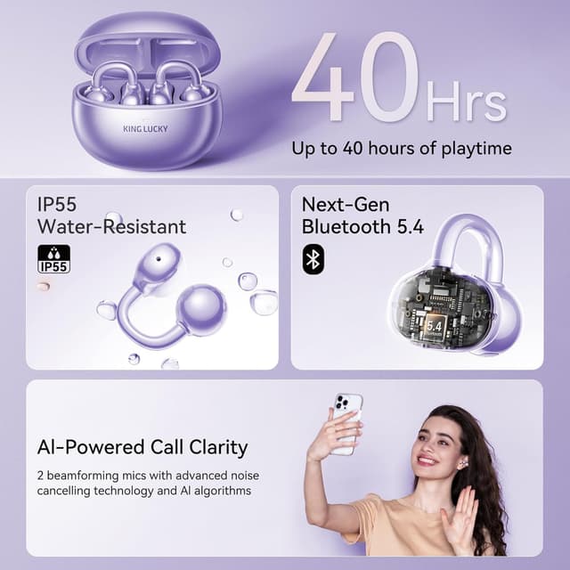 Thumbnail 4 de Kinglucky Clip-On Earbuds 40H Playtime