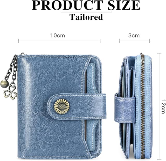 Detalle de SENDEFN Damen-Geldbörse klein aus Leder mit Münzfach und RFID-Blocker