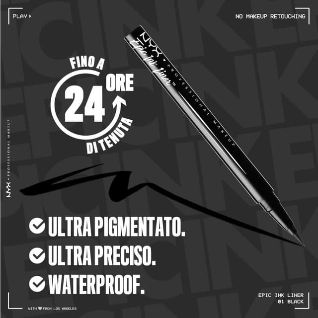 Detalle 2 de NYX Professional Makeup Epic Ink Eyeliner marrone, punta ultra sottile e waterproof