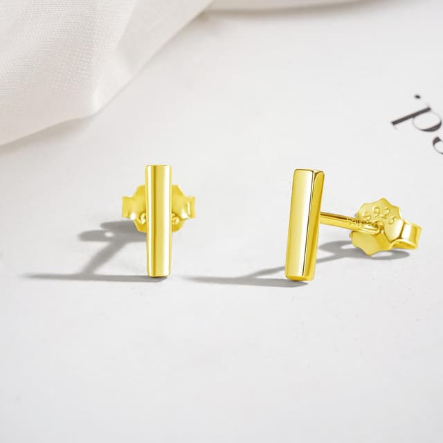 Detalle de Hasnsofie Ohrstecker aus 925 Sterling Silber für Damen & Mädchen (Stern/Rund/Stab) – kleine Stecker mit Geschenkbox