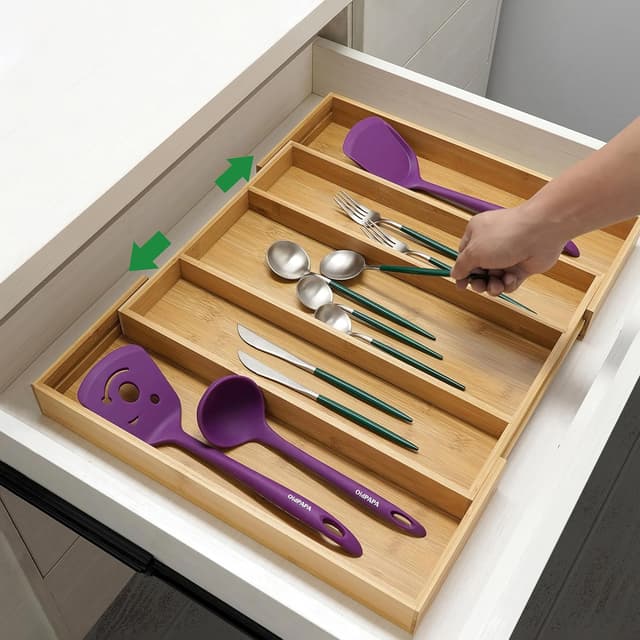 Detalle 2 de Utoplike Bamboo Kitchen Drawer Organizer ⚙