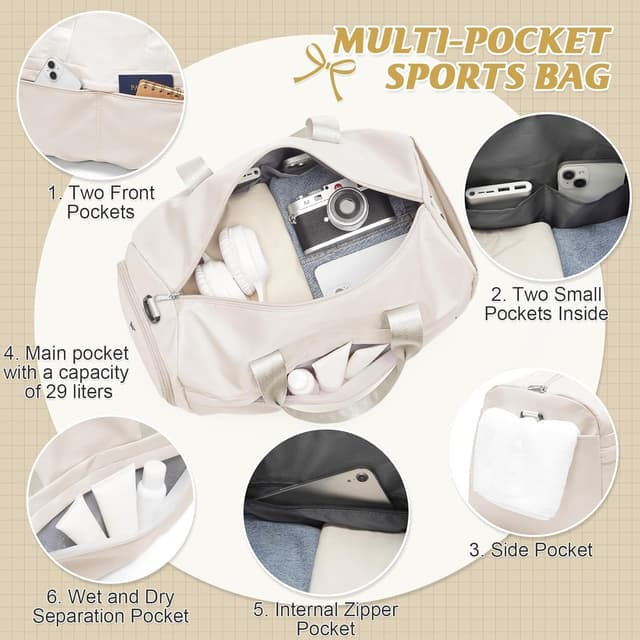 Detalle de HYC00 sports gym bag 28.8L beige