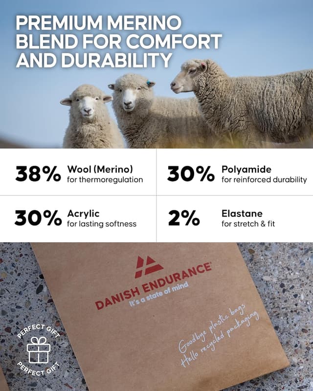 Detalle de Danish Endurance Hiking Socks Set (Merino Wool Hiking Classics & Low Cut) – 5-Pack Gift Set