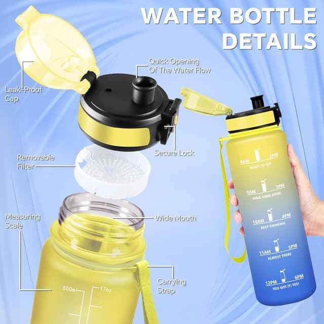 Detalle 2 de Botella de agua 500ml para niños con filtro y a prueba de fugas 🚰