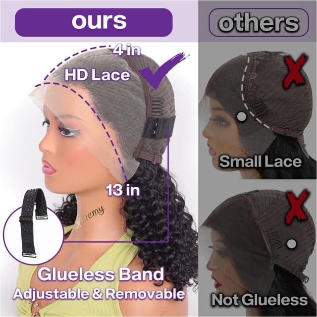 Detalle 2 de Deep Wave BOB Wig Human Hair 14 inch