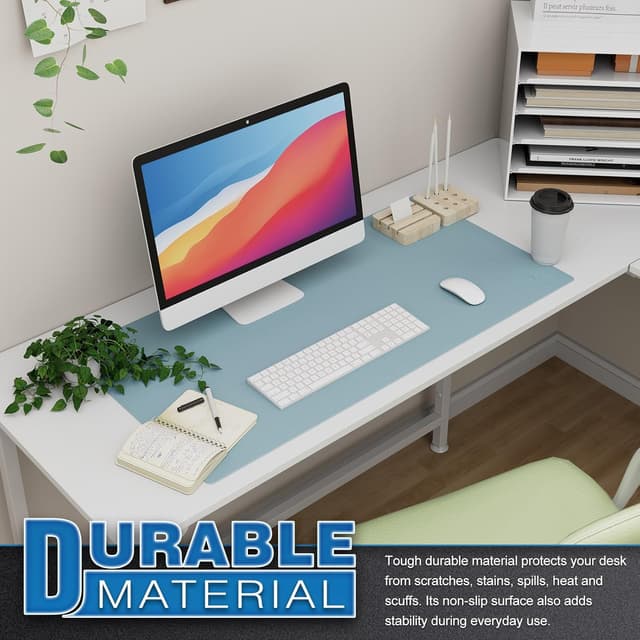 Detalle de K KNODEL Tischunterlage 80 x 40 cm aus PVC, doppelseitig (Hellblau/Silber), wasser- und schmutzabweisend