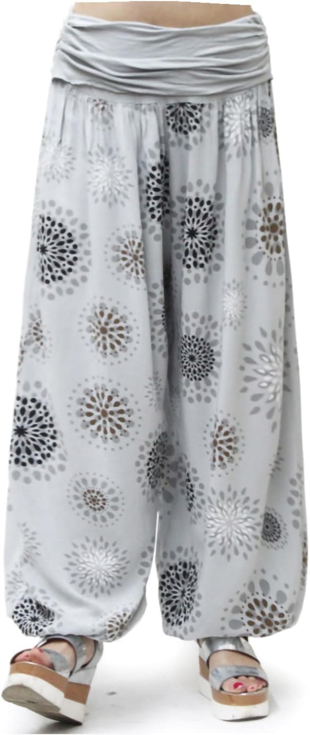 Detalle de Glamexx24 Damen Haremshose aus Viskose – leichte Pumphose im Aladin/Sarouel-Look für Sommer & Freizeit