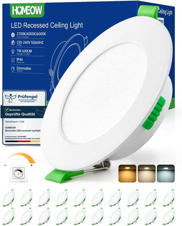 Detalle de HOMEOW 20er Set LED Einbaustrahler 7W