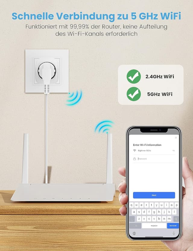 Detalle 2 de Eightree WLAN Smart Steckdose 16 A im 2er Pack