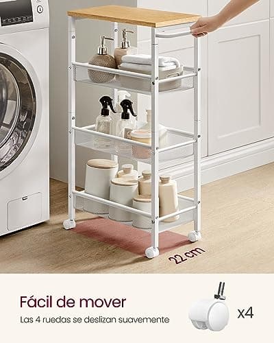 Thumbnail 3 de VASAGLE Carro de Cocina 4 Niveles, Ruedas y Asa 🛒