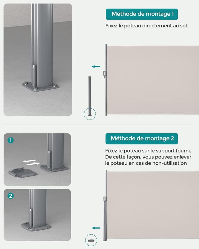 Thumbnail 6 de SONGMICS store latéral rétractable en aluminium 160 x 350 cm beige (GSA165E)