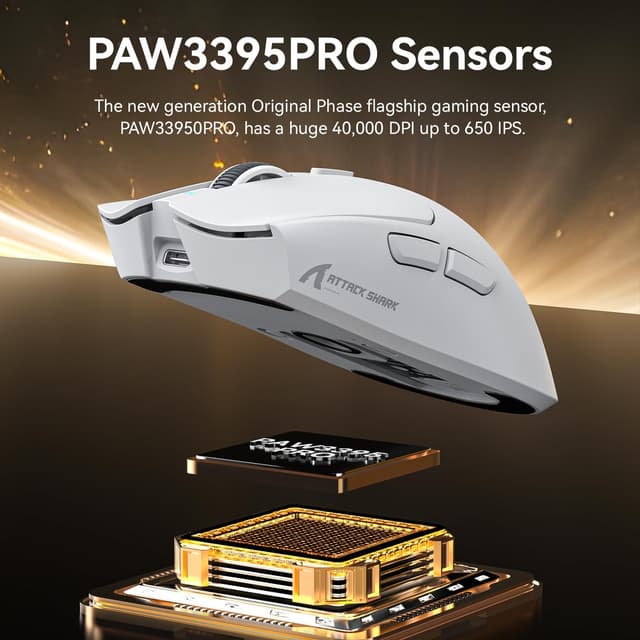 Detalle de ATTACK SHARK X1 Gaming Mouse with Touchpad RGB Charging Dock (PixArt PAW3395PRO, 40000 DPI) – Black