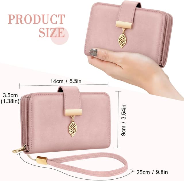 Detalle de Faneam Damen-Geldbörse aus Kalbsleder mit RFID-Schutz, 14 Kartenfächer & Reißverschluss-Münzfach