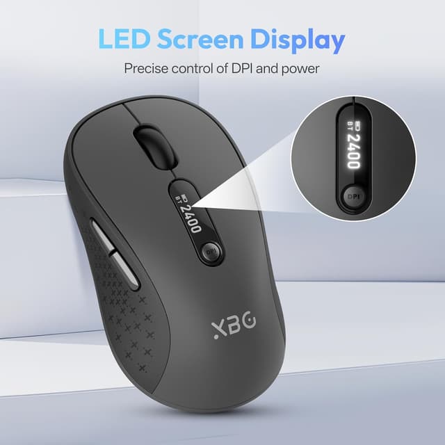 Detalle 2 de XBG B15pro Tri-Mode Wireless Bluetooth Mouse with LED Display, Silent Click, and Type-C Recharge