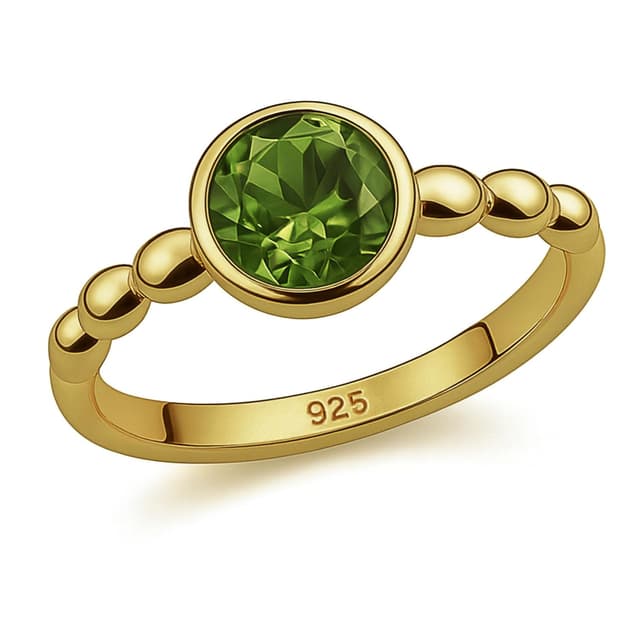 Detalle de Peridot 7-mm Edelstein Bubble Ring aus vergoldetem Sterling Silber (US Size 9, Durchmesser 19)