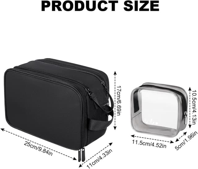 Detalle 2 de Aucuu grande trousse de toilette imperméable avec 3 compartiments et poches à fermeture éclair pour voyage